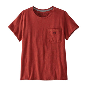 Patagonia W's Clean Climb Bloom Pocket Responsibili-Tee - Recycled Cotton & Recycled Polyester Burl Red