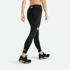 Pressio W's Compression Thermal winter running tights | Mid Rise - Eco Dyed Nylon Black Pants