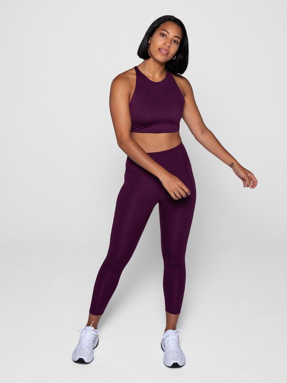 Girlfriend Collective W's Compressive Legging - 7/8 - Made From Recycled Plastic Bottles Plum Pants