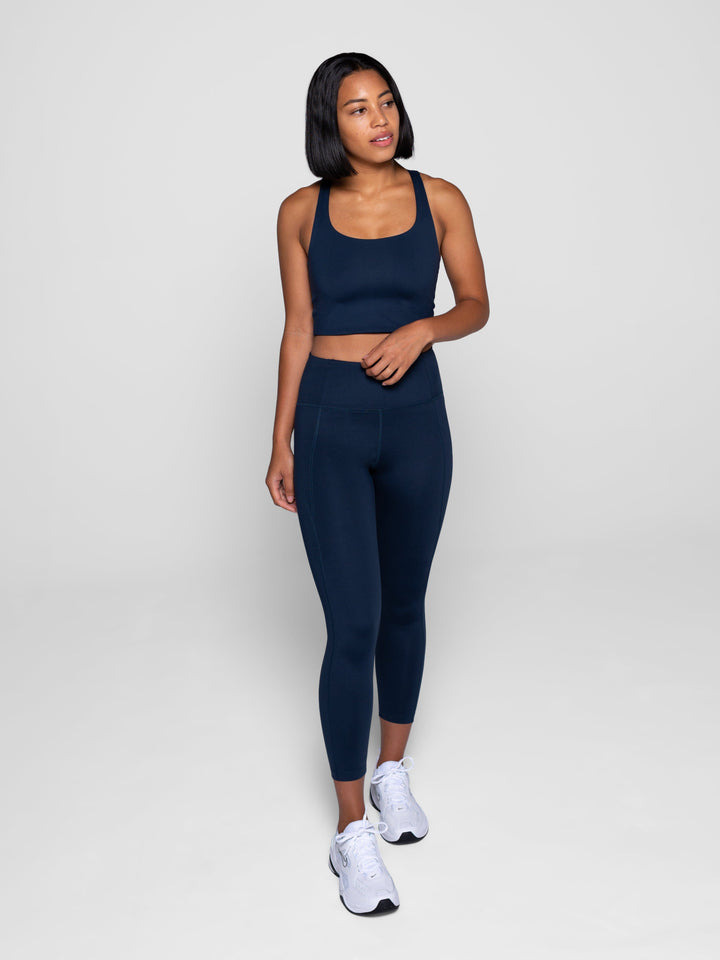 W's Compressive Leggings - 7/8 - Made From Recycled Plastic Bottles Pants Girlfriend Collective Midnight XS