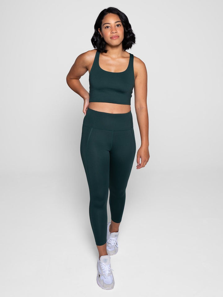 W's Compressive Leggings - 7/8 - Made From Recycled Plastic Bottles Pants Girlfriend Collective Moss XS