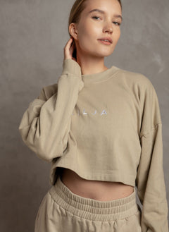 Lilja the Label W's Cropped Sweatshirt - 100% GOTS Certified Organic Cotton Mustard L Shirt