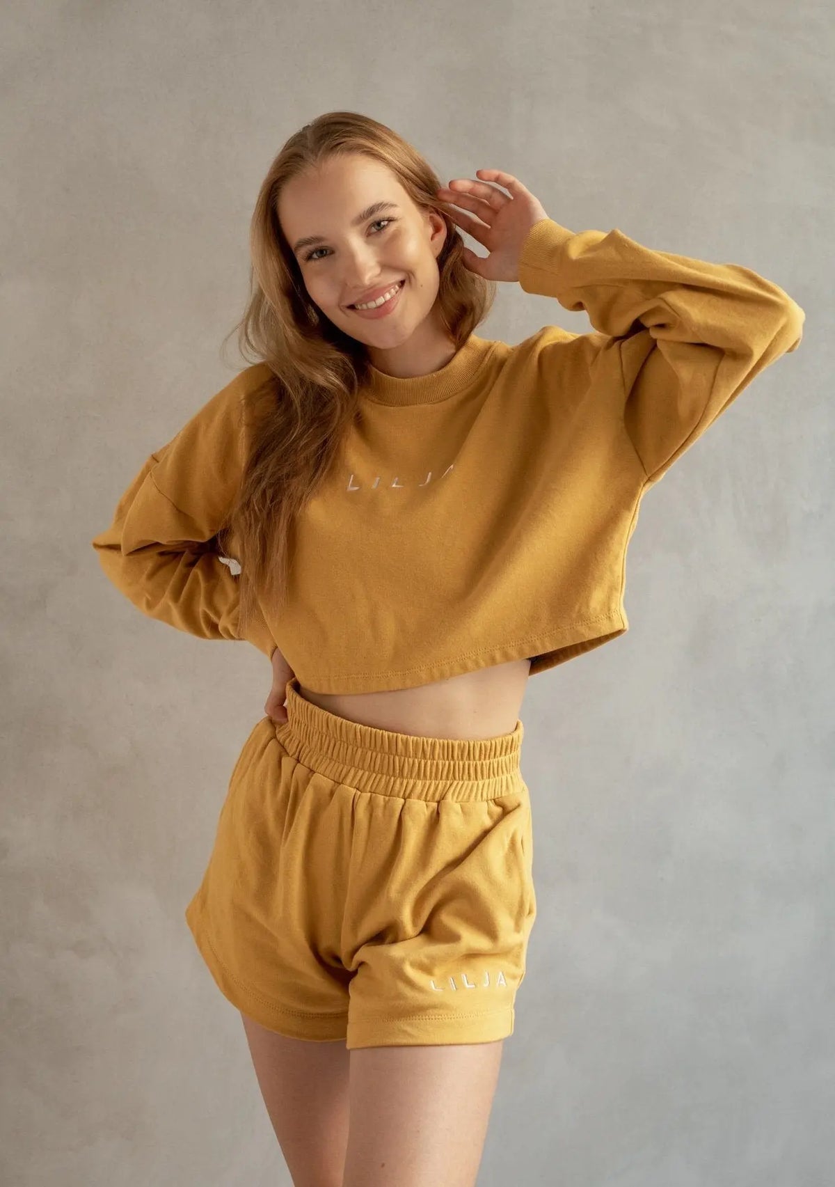 Lilja the Label W's Cropped Sweatshirt - 100% GOTS Certified Organic Cotton Mustard L Shirt