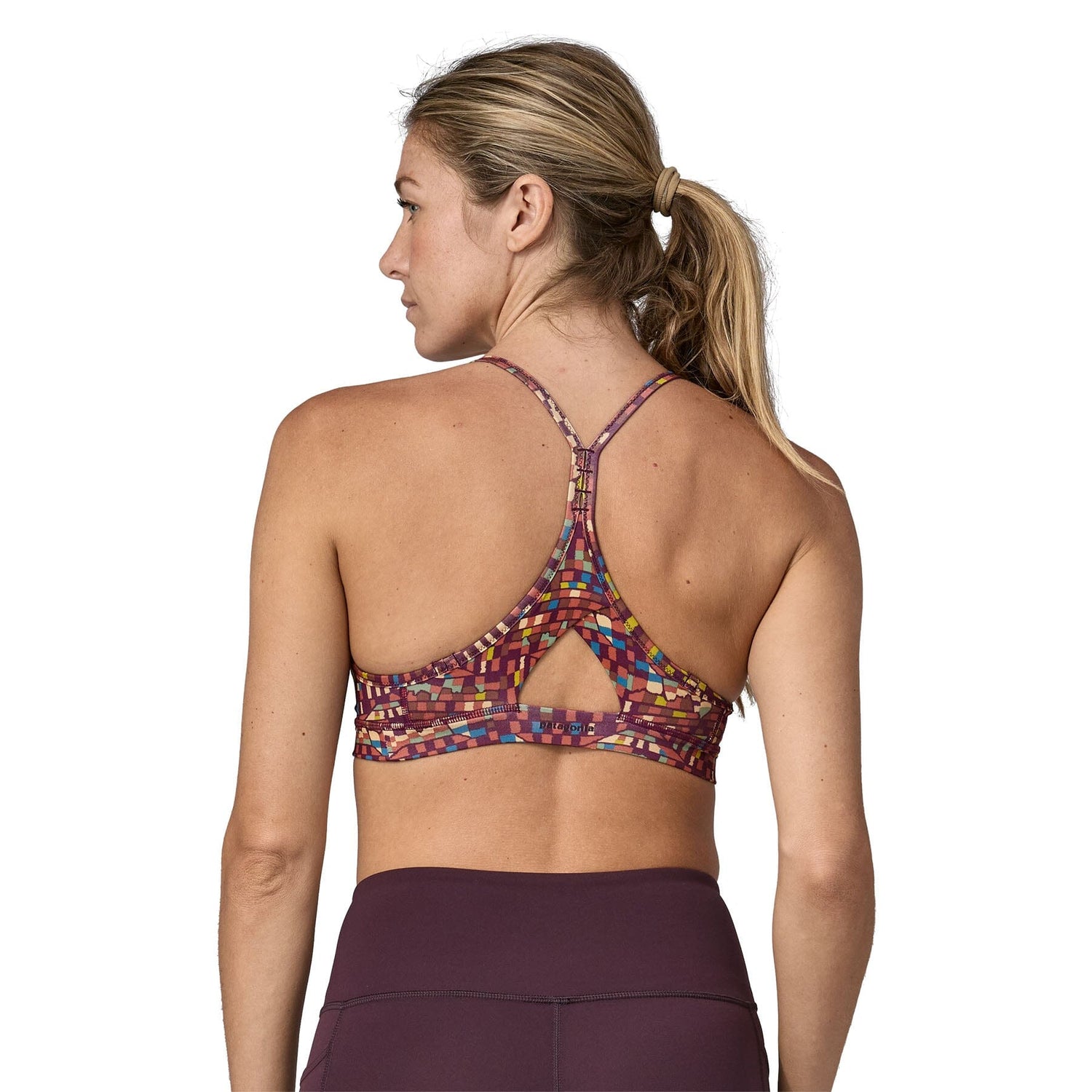 Patagonia Cross Beta Sports Bra in Oak Waves/Current Blue (32090), Size XL, HerRoom.com