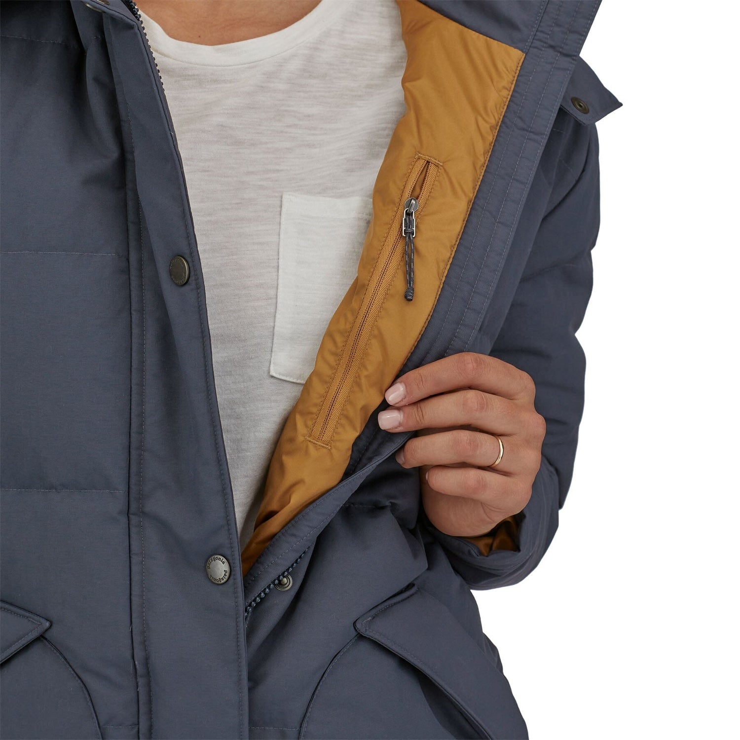 Patagonia W's Downdrift Parka - Recycled Down Smolder Blue Jacket