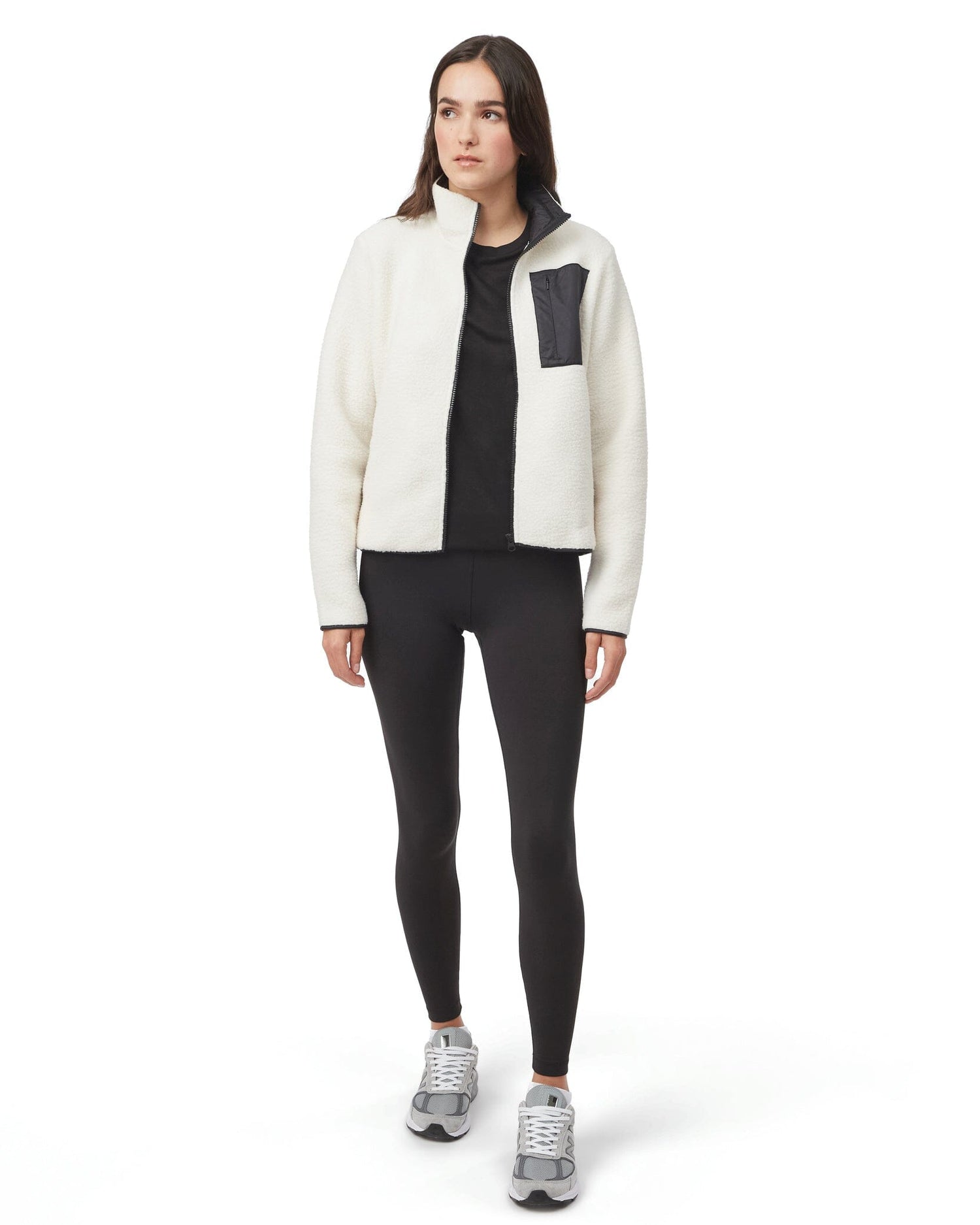 Tentree W's Ecoloft Zip Fleece Jacket - 100% Recycled Polyester Cloud White Shirt