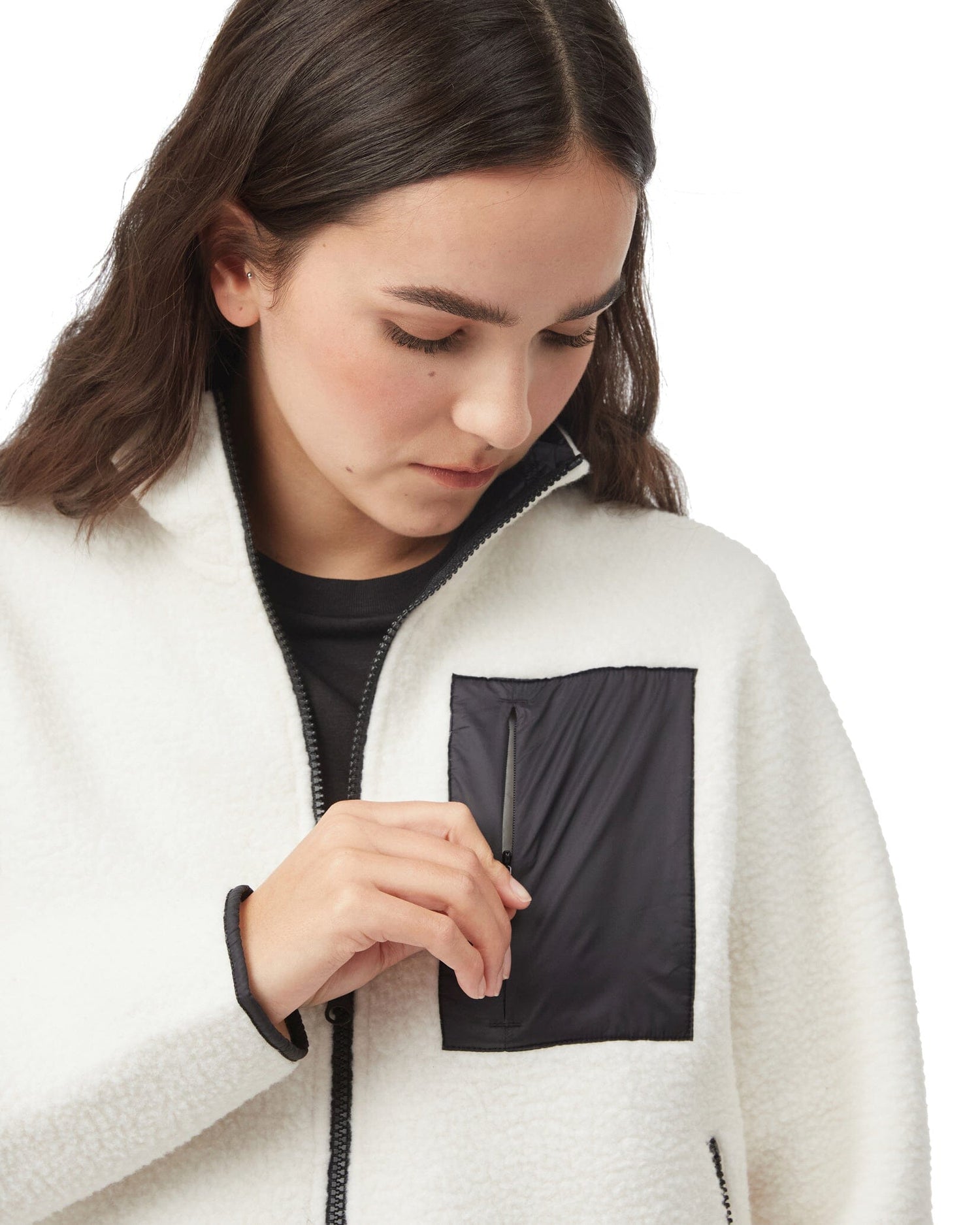 Tentree W's Ecoloft Zip Fleece Jacket - 100% Recycled Polyester Cloud White Shirt