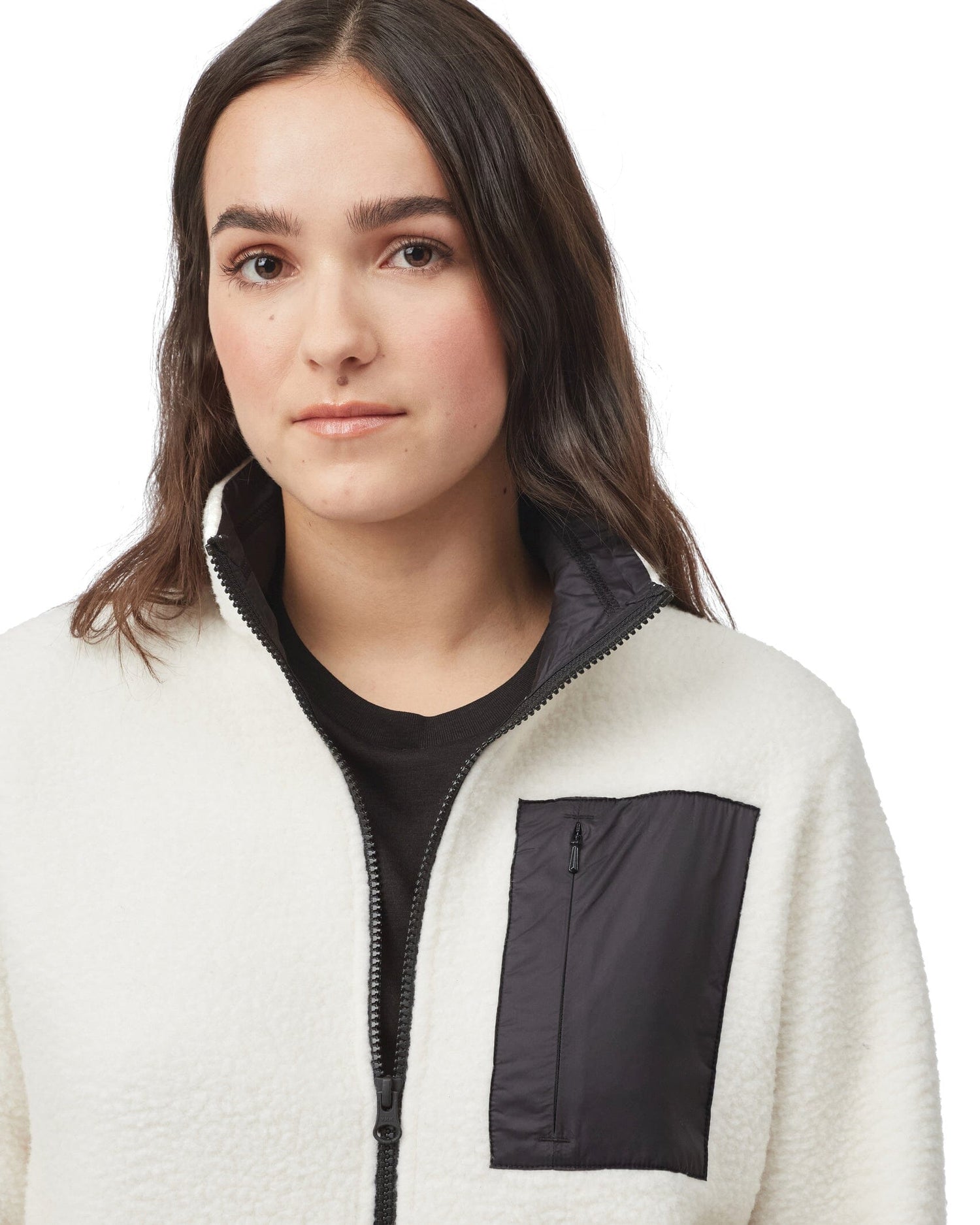 Tentree W's Ecoloft Zip Fleece Jacket - 100% Recycled Polyester Cloud White Shirt