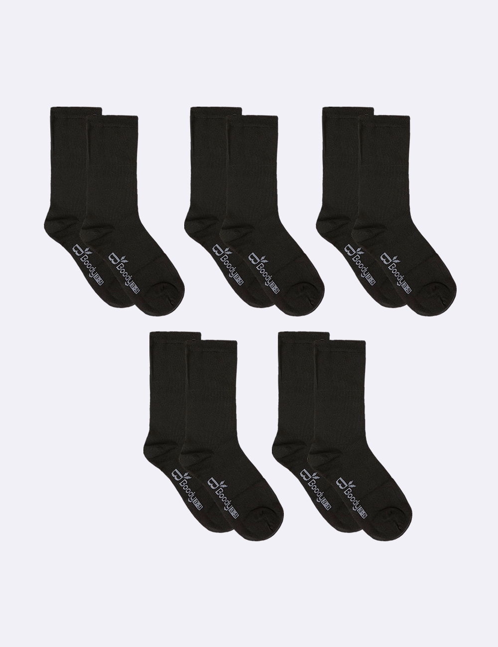 Boody W's Everyday Sock 5PK 2.0 - Bamboo Black 34-40 Socks