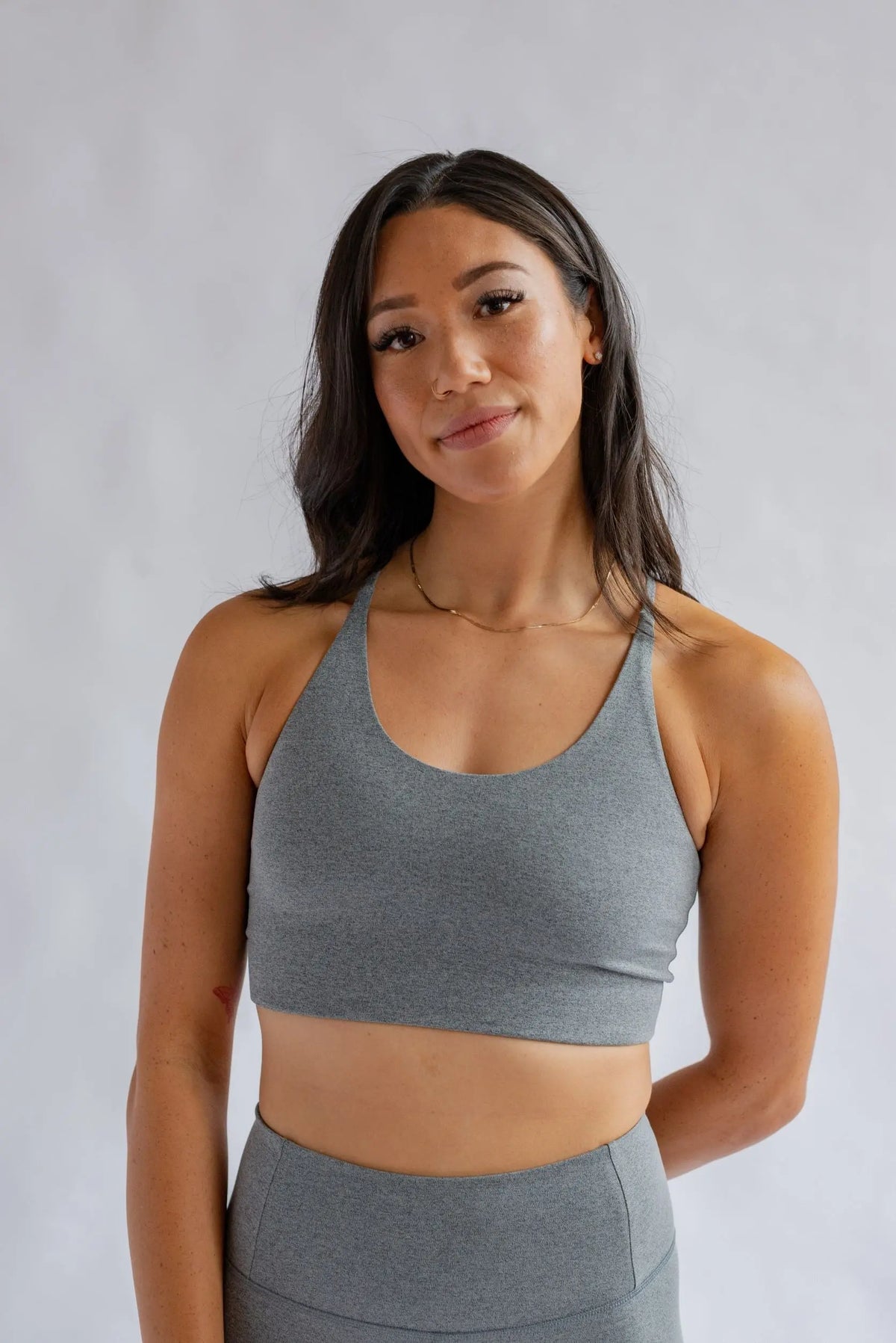 W's Float Cleo Bra - Made from Recycled Plastic Bottles Underwear Girlfriend Collective Heather Gravel XS