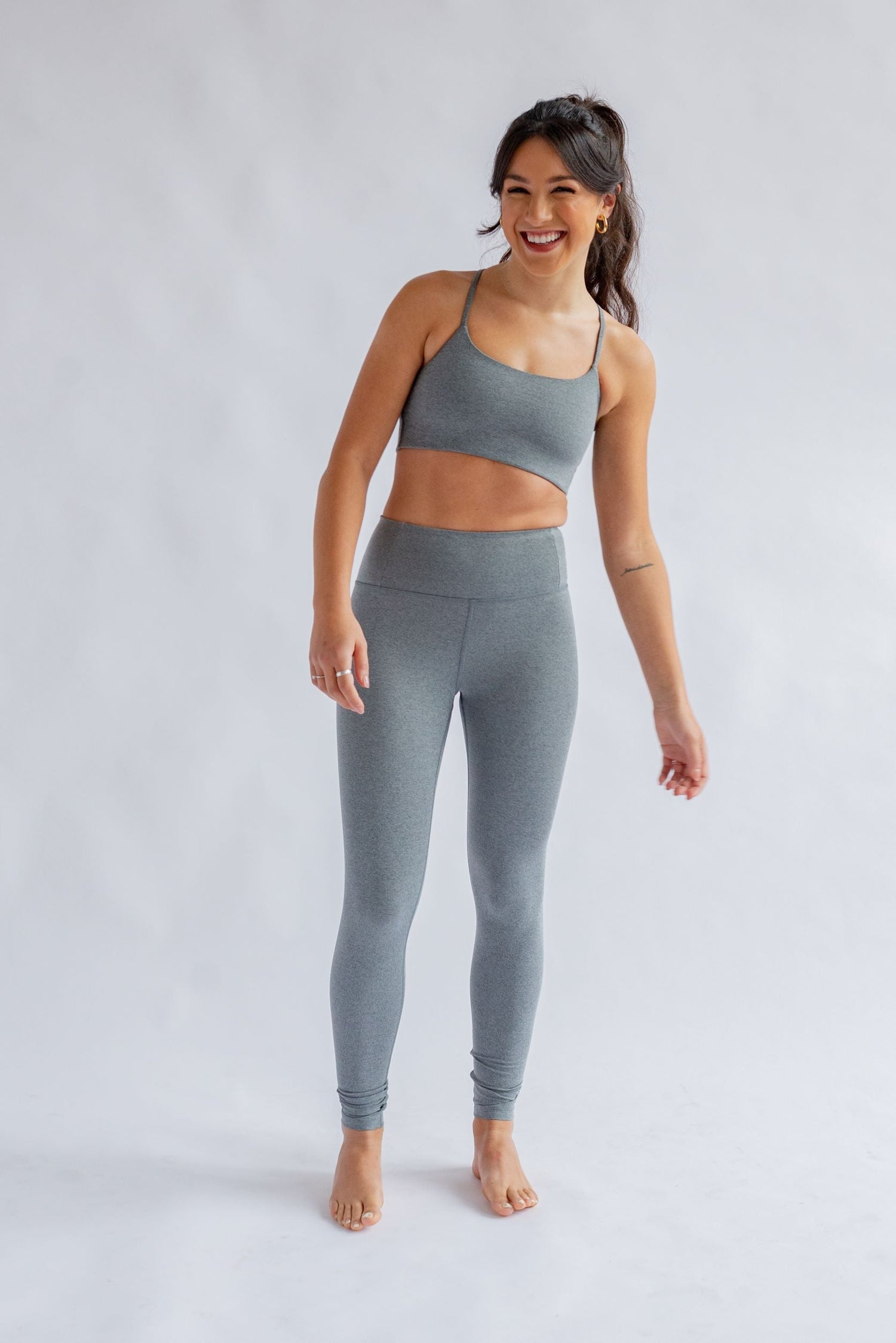 Girlfriend Collective W's Float High-Rise Leggings - Made from Recycled plastic bottles Heather Gravel Pants
