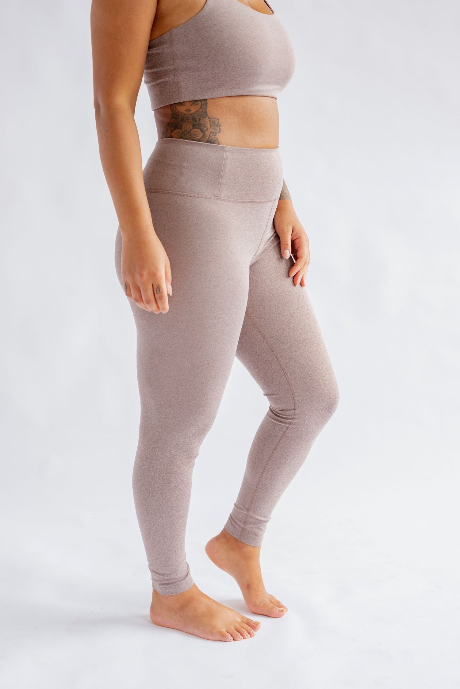 Girlfriend Collective W's Float High-Rise Legging - Made from Recycled plastic bottles Heather Cocoon Pants