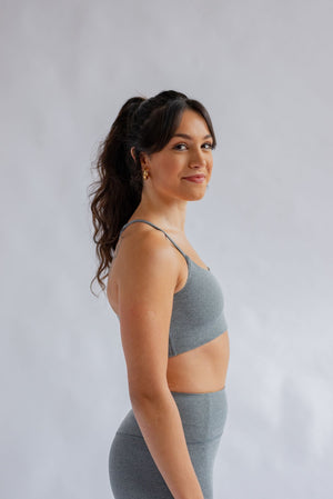 Girlfriend Collective W's Float Juliet Bra - Made from Recycled Plastic Bottles Heather Gravel