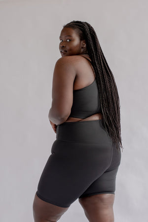 Girlfriend Collective W's Float High-Rise Bike Shorts - Made from recycled plastic bottles Black