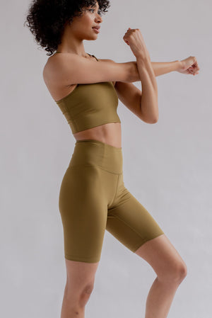 Girlfriend Collective W's Float High-Rise Bike Shorts - Made from recycled plastic bottles Fern
