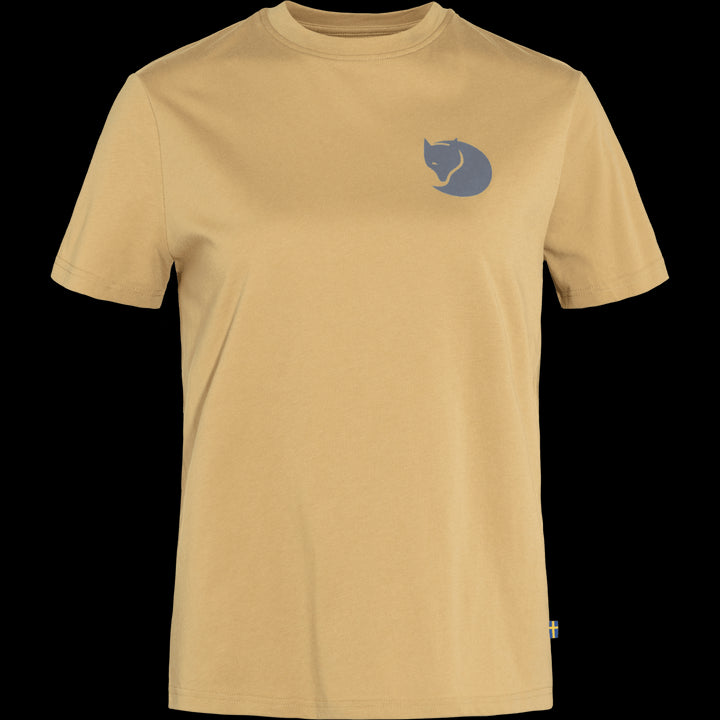 W's Fox Boxy Logo Tee - Organic Cotton & Recycled Polyester Shirt Fjällräven Dune Beige S