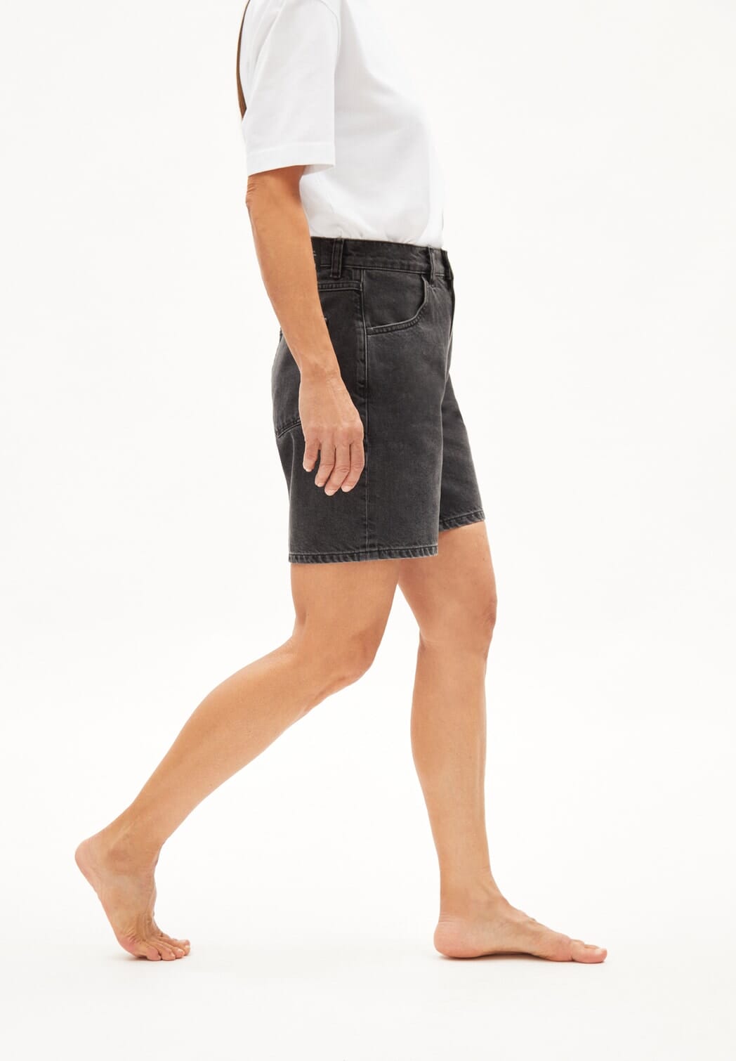 Armedangels W's Freymaa Denim shorts - 100% Organic cotton Ebony Black Pants