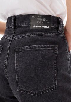 Armedangels W's Freymaa Denim shorts - 100% Organic cotton Washed Down Black 25 Pants