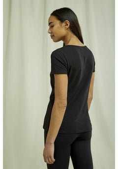 People Tree W's Gaia Tee - Organic Cotton Black Shirt