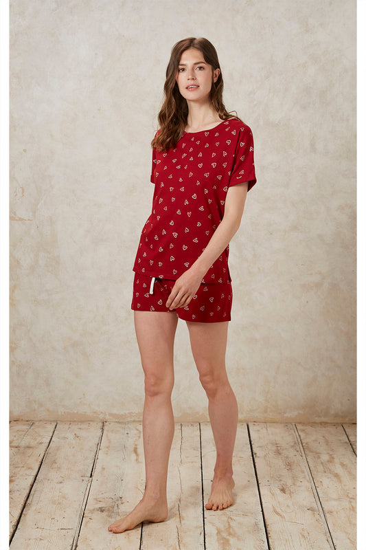 People Tree - W's Hearts Pyjama Tee - 100% Organic Certified Cotton - Weekendbee - sustainable sportswear