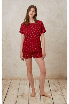 People Tree - W's Hearts Pyjama Tee - 100% Organic Certified Cotton - Weekendbee - sustainable sportswear