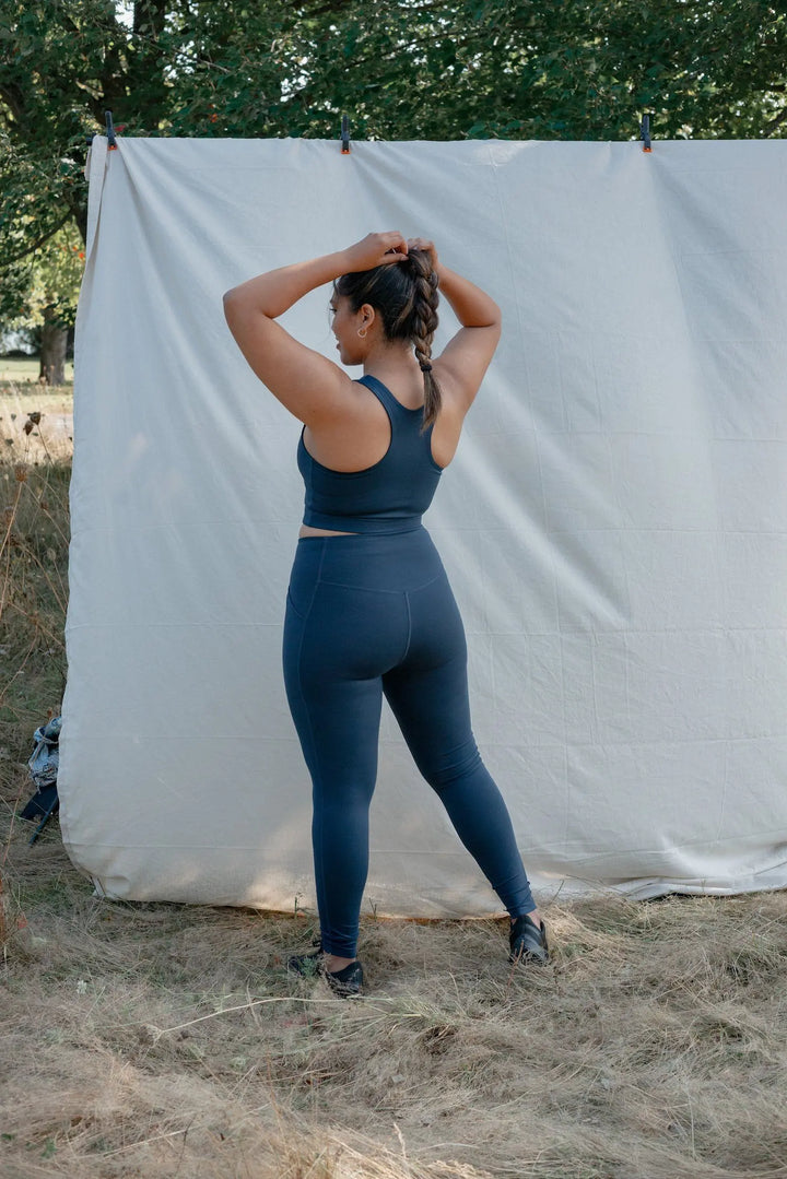 Girlfriend Collective W's High-Rise Pocket Leggings - Made From Recycled Water Bottles Midnight Pants