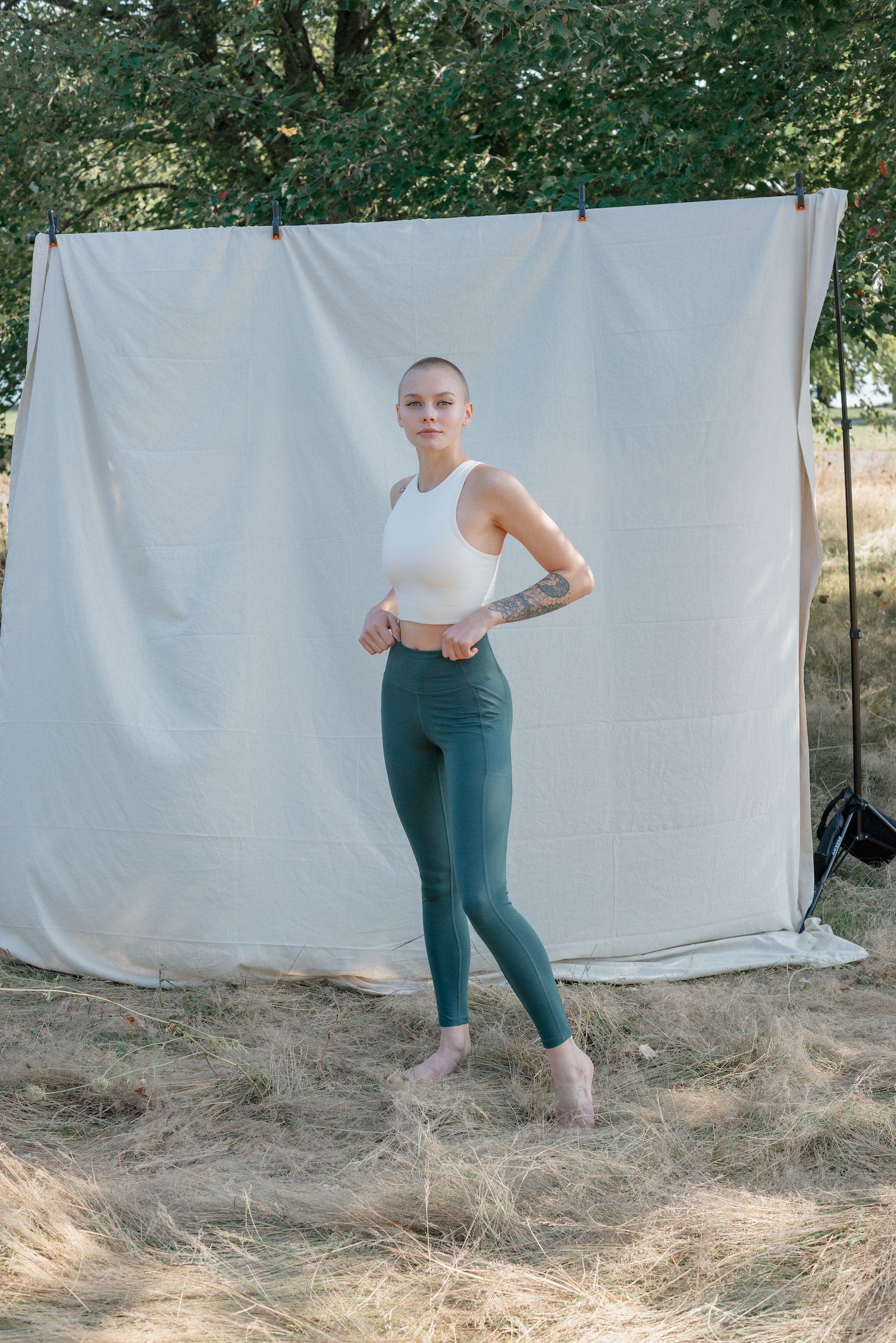 Girlfriend Collective W's High-Rise Pocket Leggings - Made From Recycled Water Bottles Moss Pants