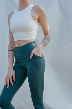 Girlfriend Collective W's High-Rise Pocket Legging - Made From Recycled Water Bottles Moss Pants
