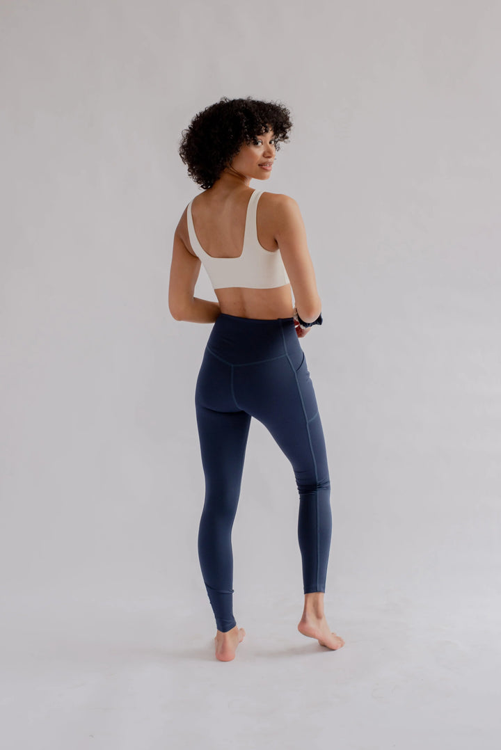 Girlfriend Collective W's High-Rise Pocket Leggings - Made From Recycled Water Bottles Midnight Pants
