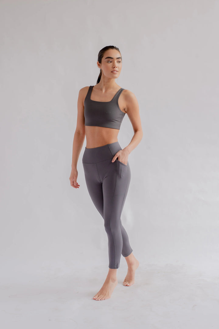 Girlfriend Collective W's High-Rise Pocket Leggings - Made From Recycled Water Bottles Moon Pants