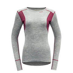 Devold W's Hiking Shirt - 100% Merino Wool Grey Melange/ Beetroot Shirt