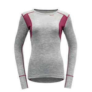 Devold W's Hiking Shirt - 100% Merino Wool Grey Melange/ Beetroot