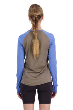 Mons Royale W's Icon Raglan - Merino Wool Walnut / Cornflower Shirt