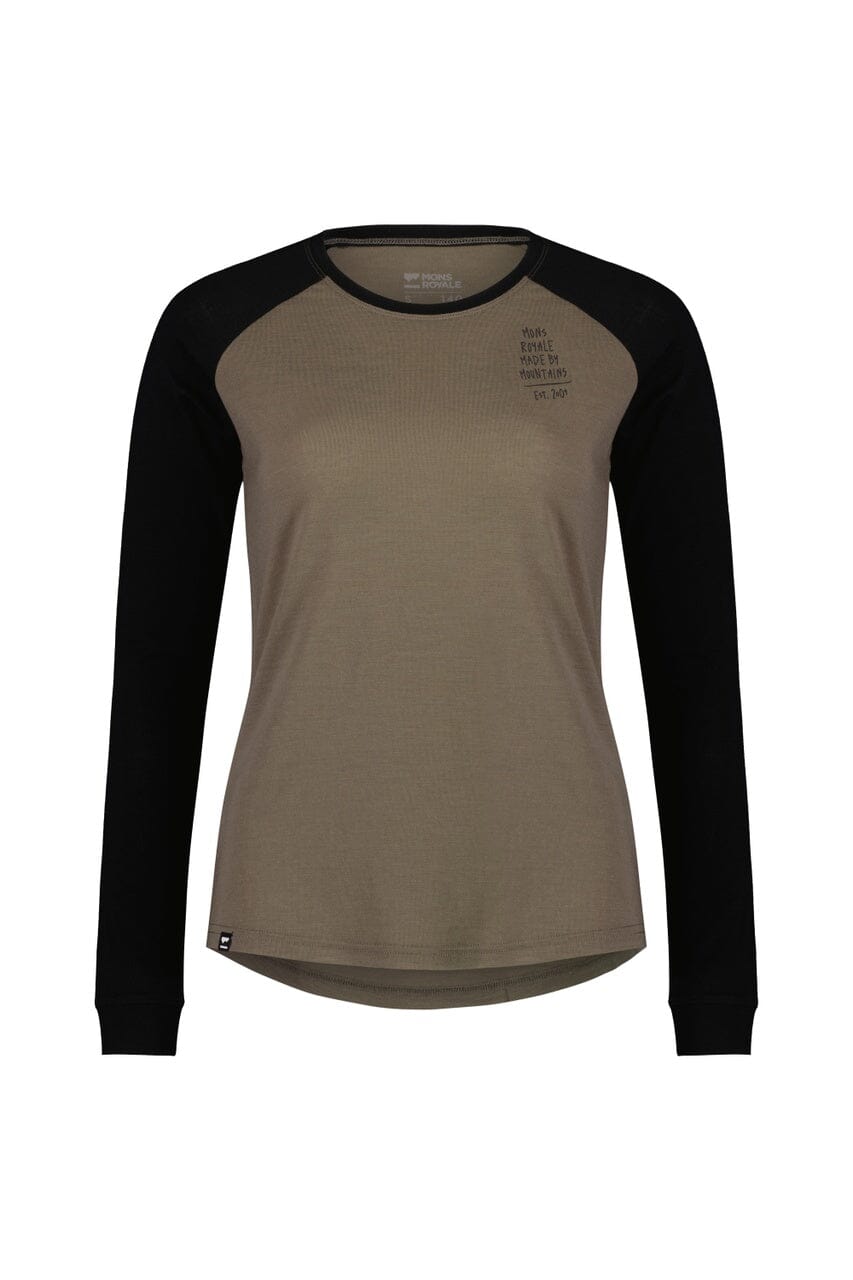 Mons Royale W's Icon Raglan - Merino Wool Walnut / Black Shirt