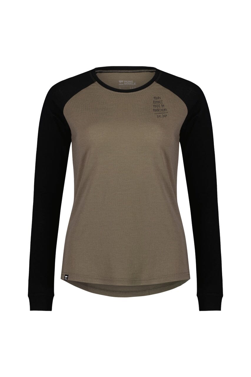 Mons Royale W's Icon Raglan - Merino Wool Walnut Black Shirt