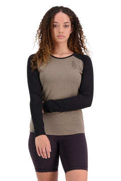 Mons Royale W's Icon Raglan - Merino Wool Walnut / Black Shirt