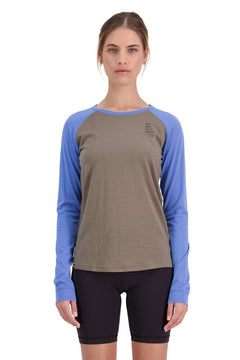 Mons Royale W's Icon Raglan - Merino Wool Walnut / Cornflower Shirt
