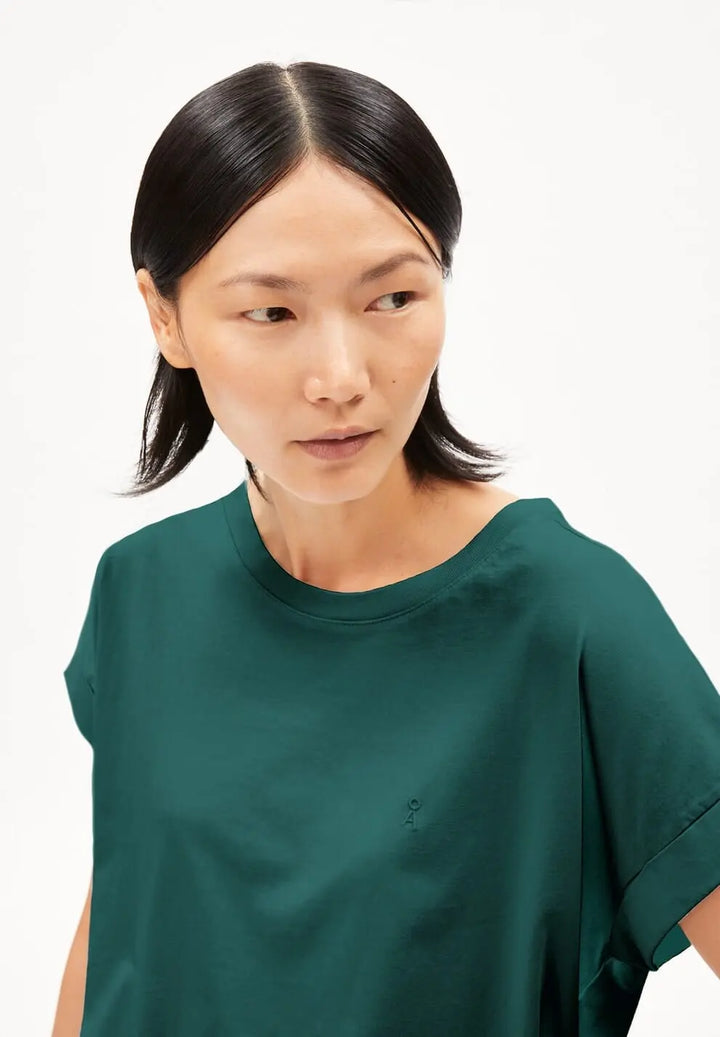 Armedangels W's Idaara T-shirt - 100% Organic cotton Teal Stone Shirt