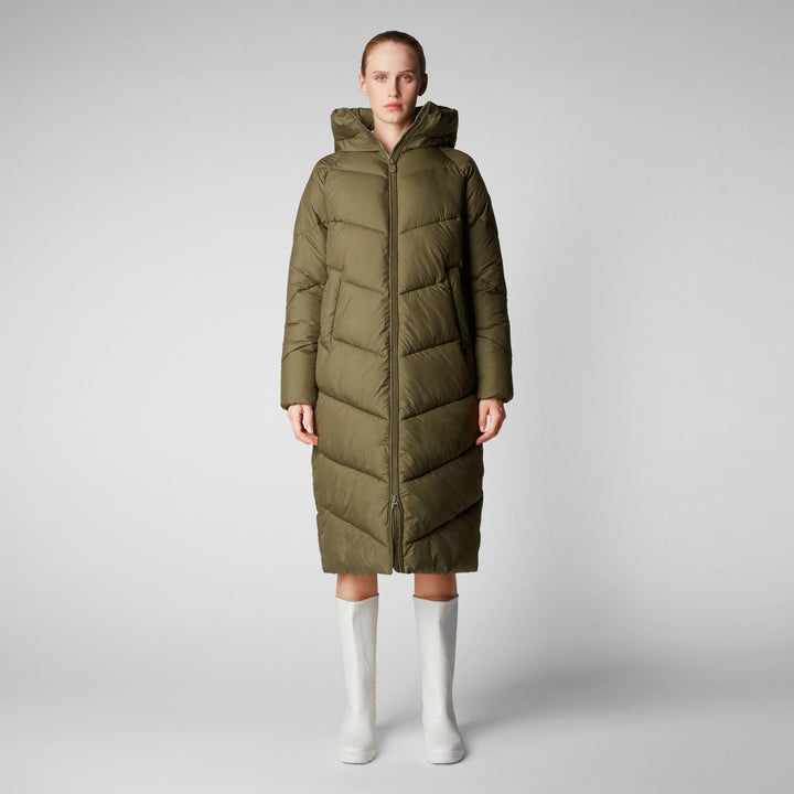W's Janis Hooded Puffer Jacket - Recycled plastic bottles Jacket Save The Duck Sherwood Green S