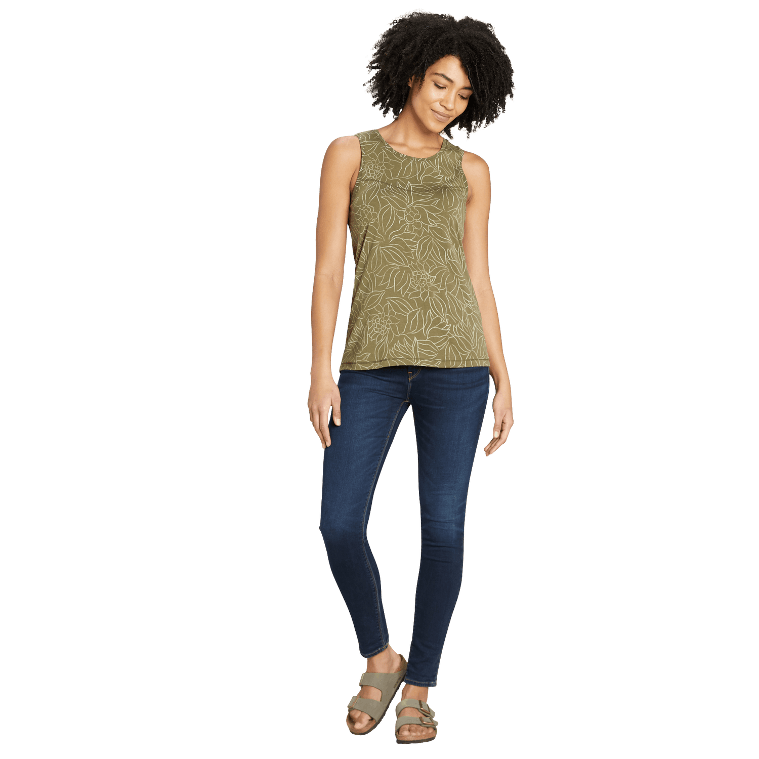 Sherpa W's Kira Tank - Organic Cotton & Modal Rayon Evergreen Leaf Shirt