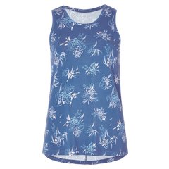 Sherpa W's Kira Tank - Organic Cotton & Modal Rayon Neelo Blue Floral Shirt