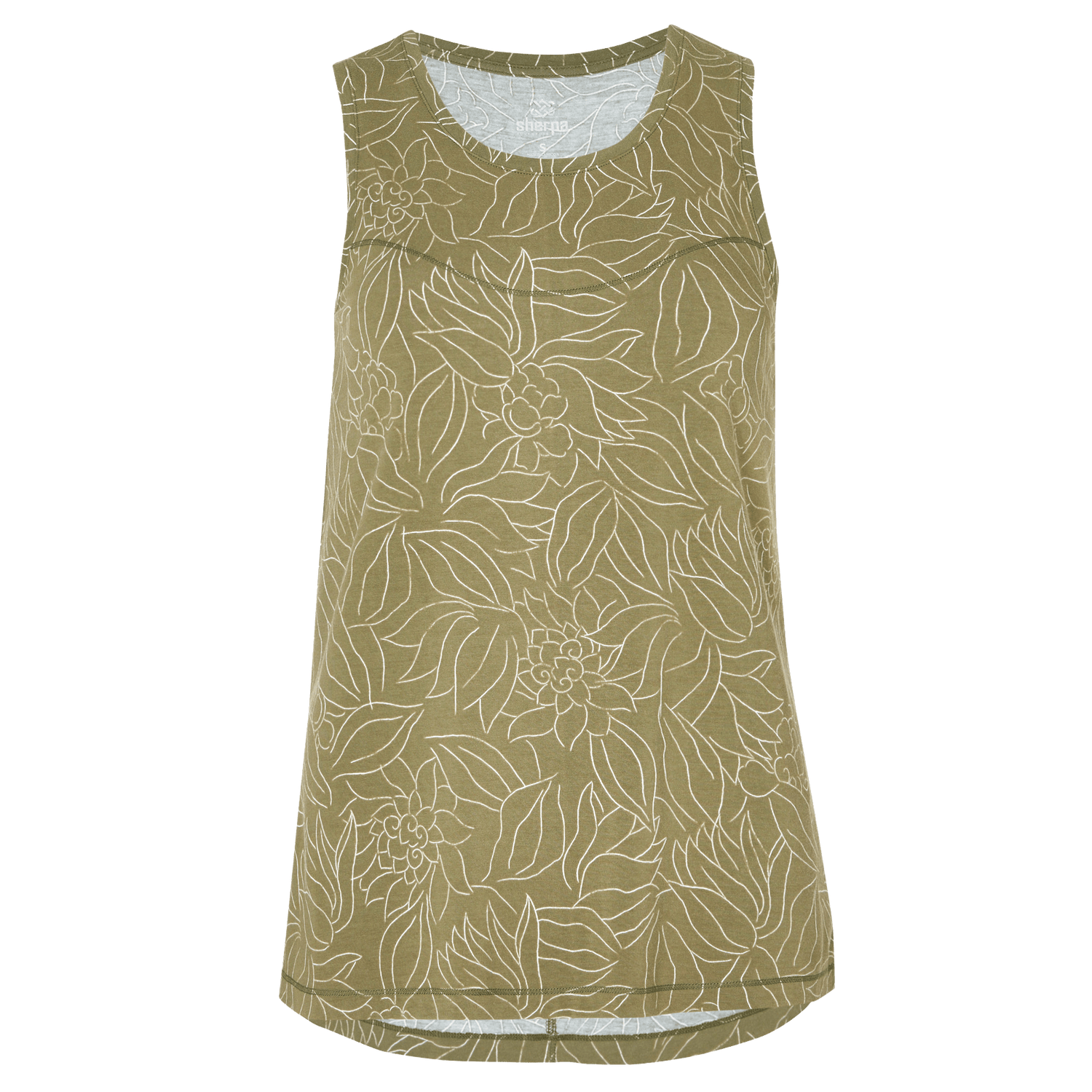 Sherpa W's Kira Tank - Organic Cotton & Modal Rayon Evergreen Leaf Shirt