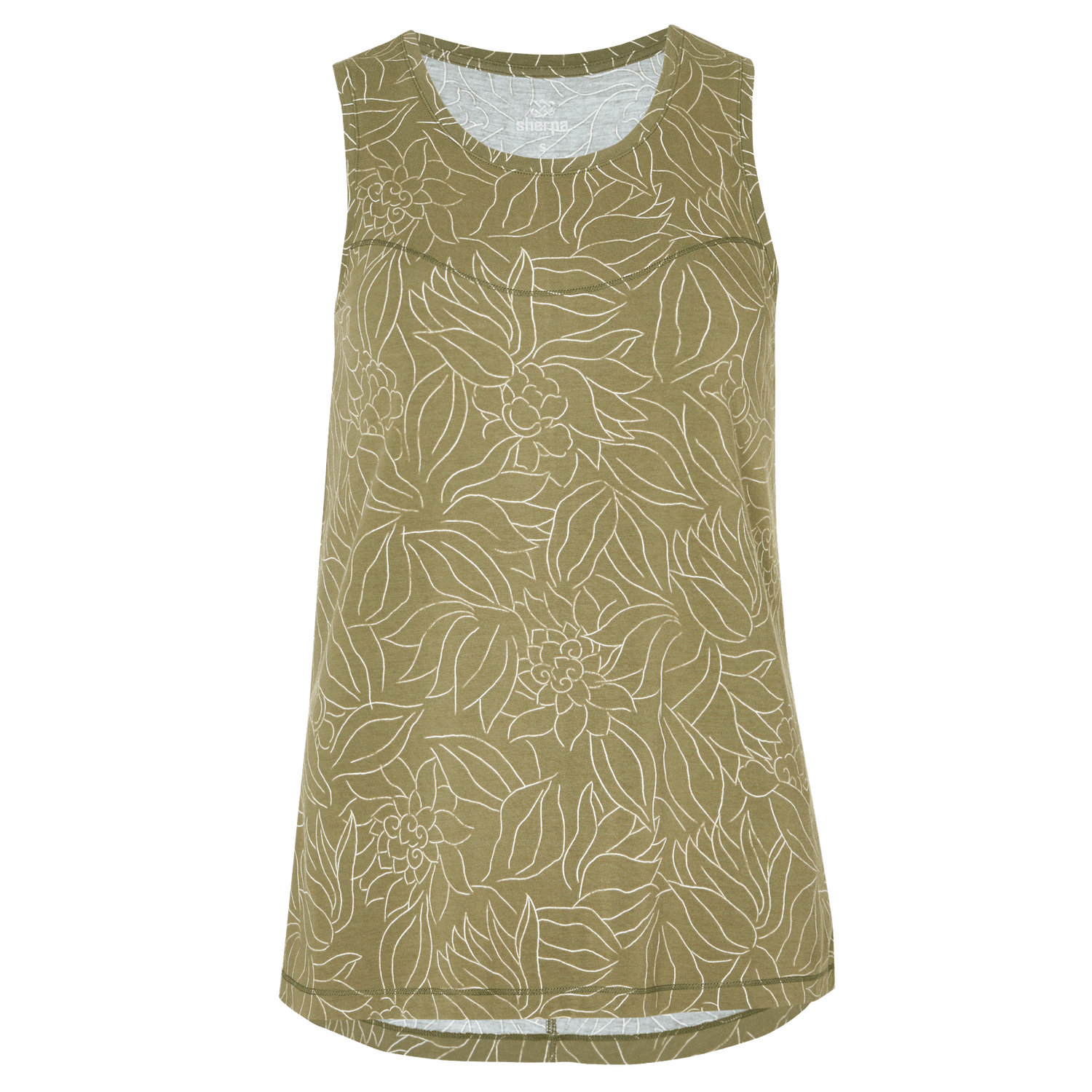 Sherpa W's Kira Tank - Organic Cotton & Modal Rayon Evergreen Leaf Shirt