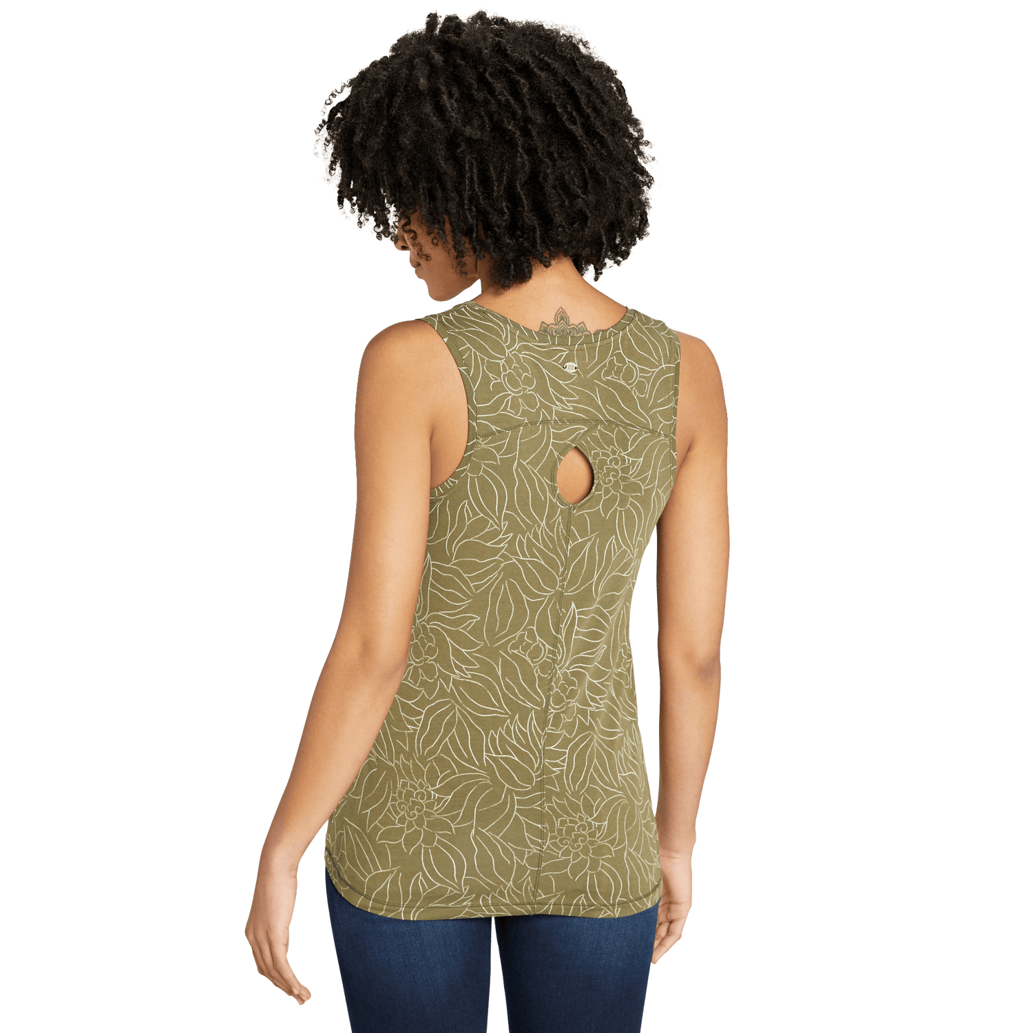 Sherpa W's Kira Tank - Organic Cotton & Modal Rayon Evergreen Leaf Shirt