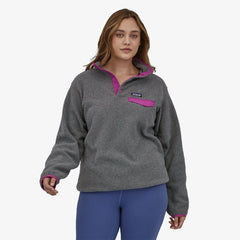 Patagonia W's Lightweight Synchilla Snap-T Fleece Pullover - Recycled Polyester Nickel w/Amaranth Pink Shirt