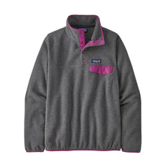 Patagonia W's Lightweight Synchilla Snap-T Fleece Pullover - Recycled Polyester Nickel w/Amaranth Pink Shirt
