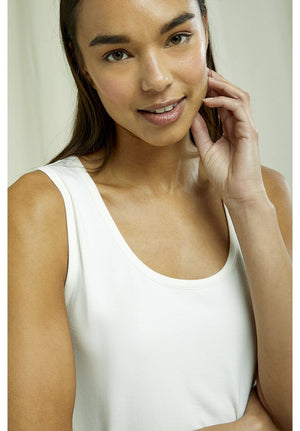 People Tree W's Lizzie Tank Top - Organic Cotton Eko White