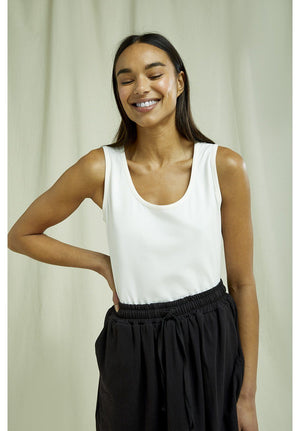 People Tree W's Lizzie Tank Top - Organic Cotton Eko White