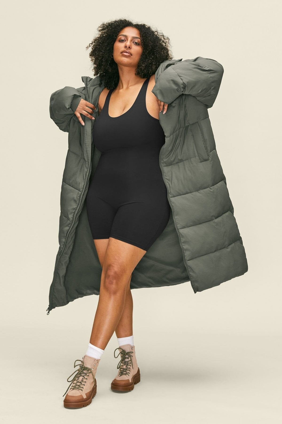 W's Long Puffer Jacket - Recycled PET Jacket Girlfriend Collective Thyme XXL