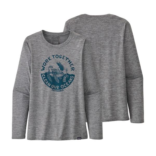 Patagonia W's Long-Sleeved Capilene® Cool Daily Graphic Shirt - Recycled Polyester Work Together: Feather Grey Shirt